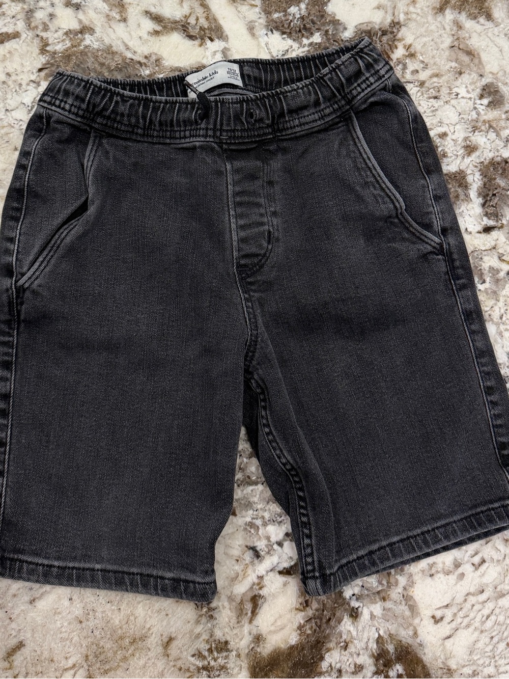 abercrombie kids Black Washed Denim Pull-On Shorts